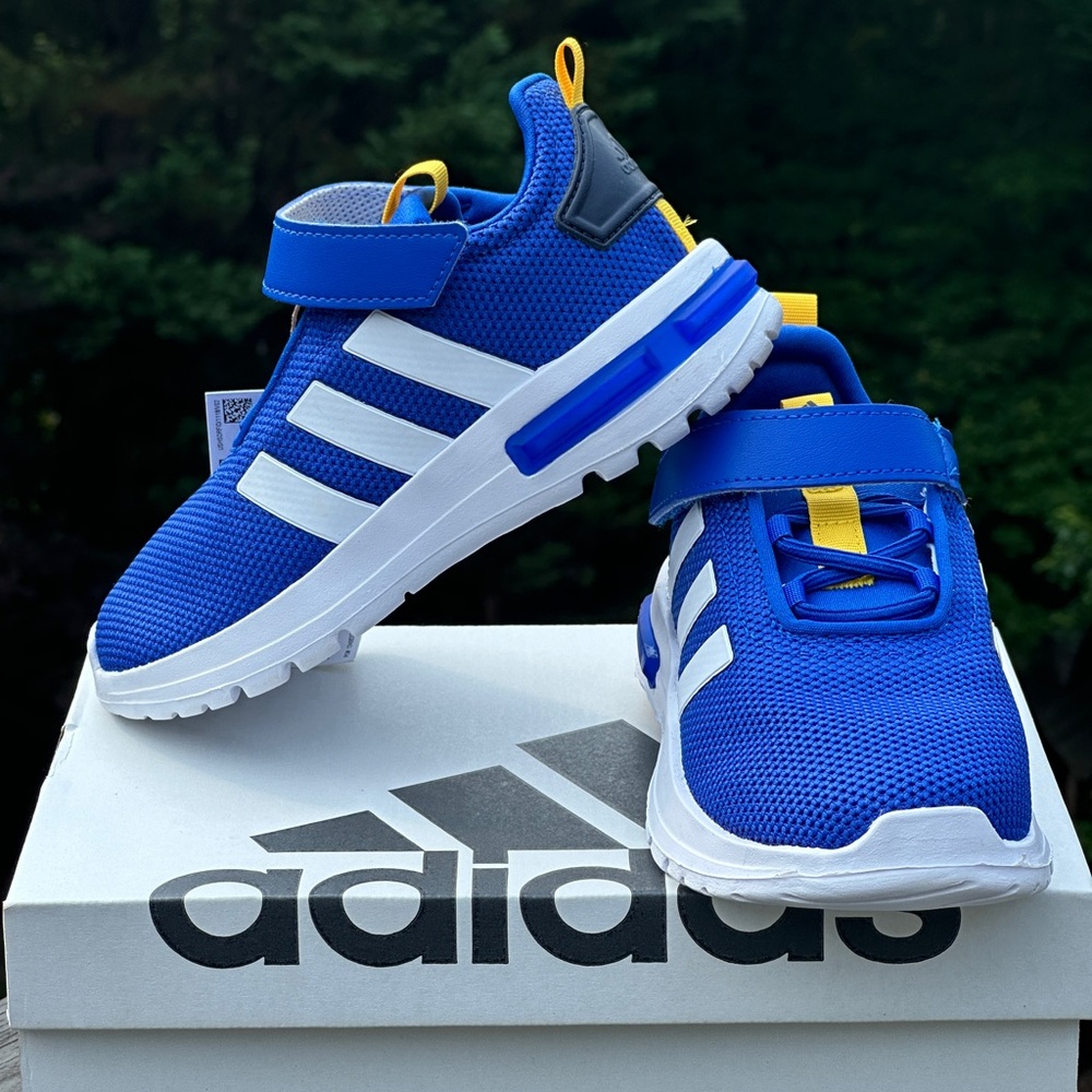 NEW Adidas Youth Toddler Blue White Casual Athletic Sneaker - Size 5K